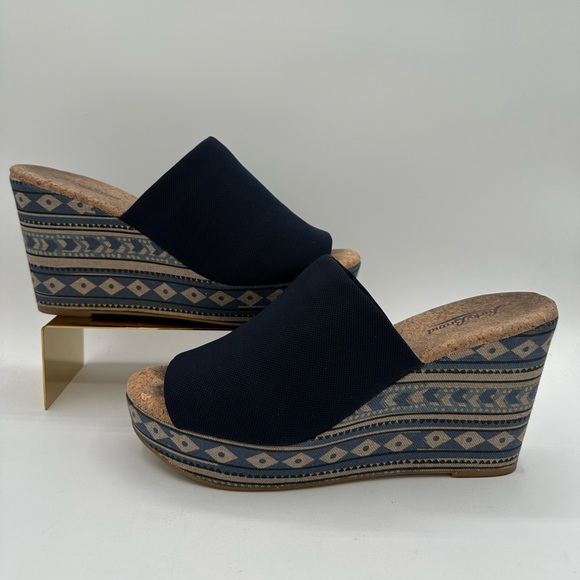 LUCKY BRAND Navy Marilynn Platform Wedge Sandals | Size 9 - Picture 2 of 14
